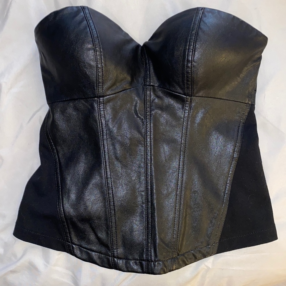 Corset black leather top GUESS